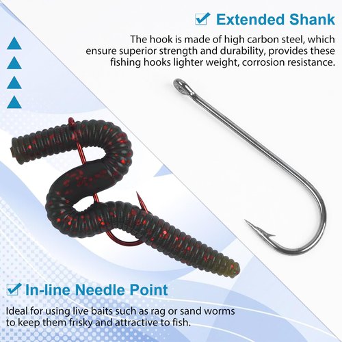 Crappie Panfish Fishing Hooks Aberdeen Hook Kit, 150pcs Fishing Hooks Long Shank Light Wire Crappie Hooks High Carbon Steel Live Bait Fishing Hook Freshwater Panfish Bass Catfish Trout Small Size