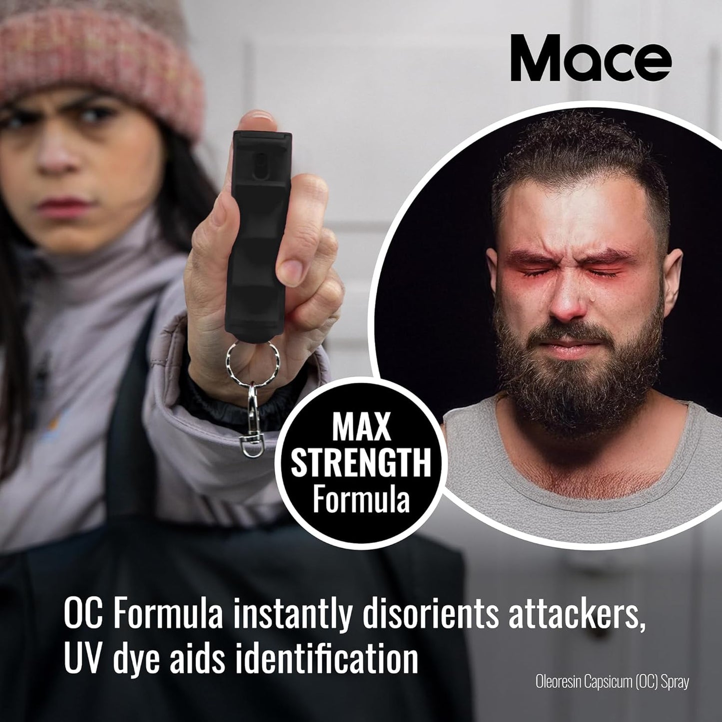 Mace Pepper Spray - Twist Lock & Hardcase Model, Max Strength 10% OC Formula, Long Lasting UV Dye, Self Defense Pepper Spray for Women & Men