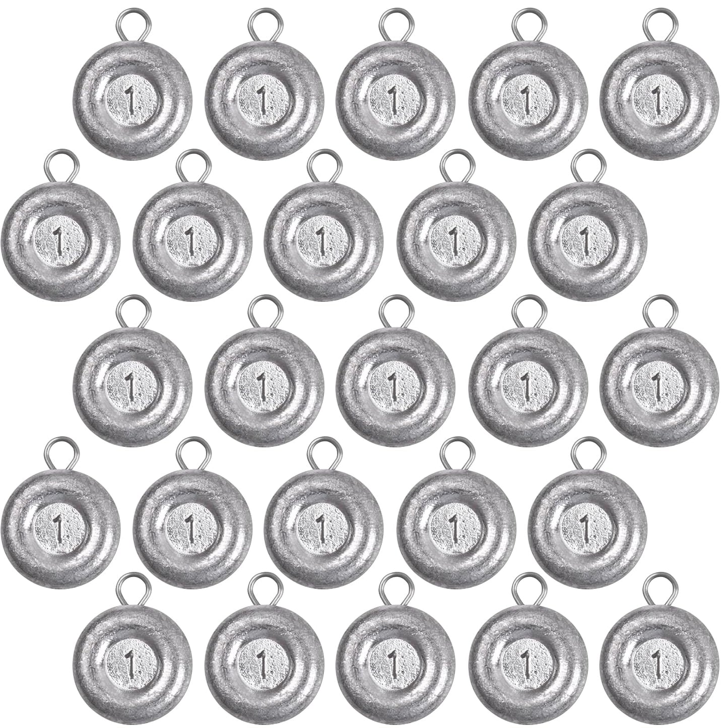 24pcs Sinkers Fishing Weights Coin Disc Sinker Fishing Sinkers Weights for Saltwater Trolling Catfishing Weight Sinker Fishing Tackle Gear (A-1oz-24pack)