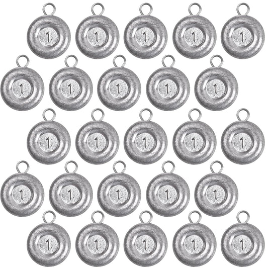 24pcs Sinkers Fishing Weights Coin Disc Sinker Fishing Sinkers Weights for Saltwater Trolling Catfishing Weight Sinker Fishing Tackle Gear (A-1oz-24pack)