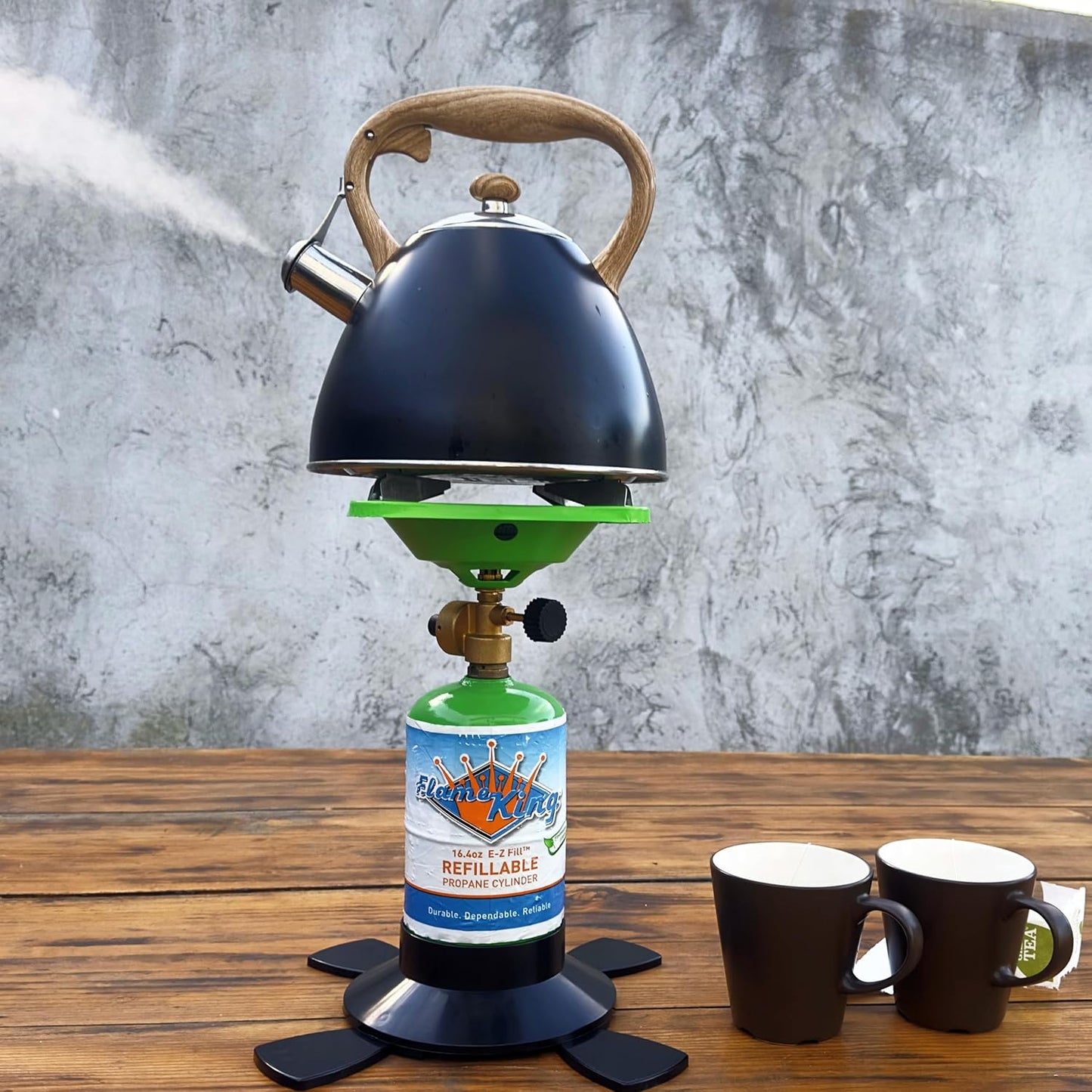 Flame King YSN1LBB Propane Base for 1LB and 1/2LB Propane Canisters for Safety and Stability