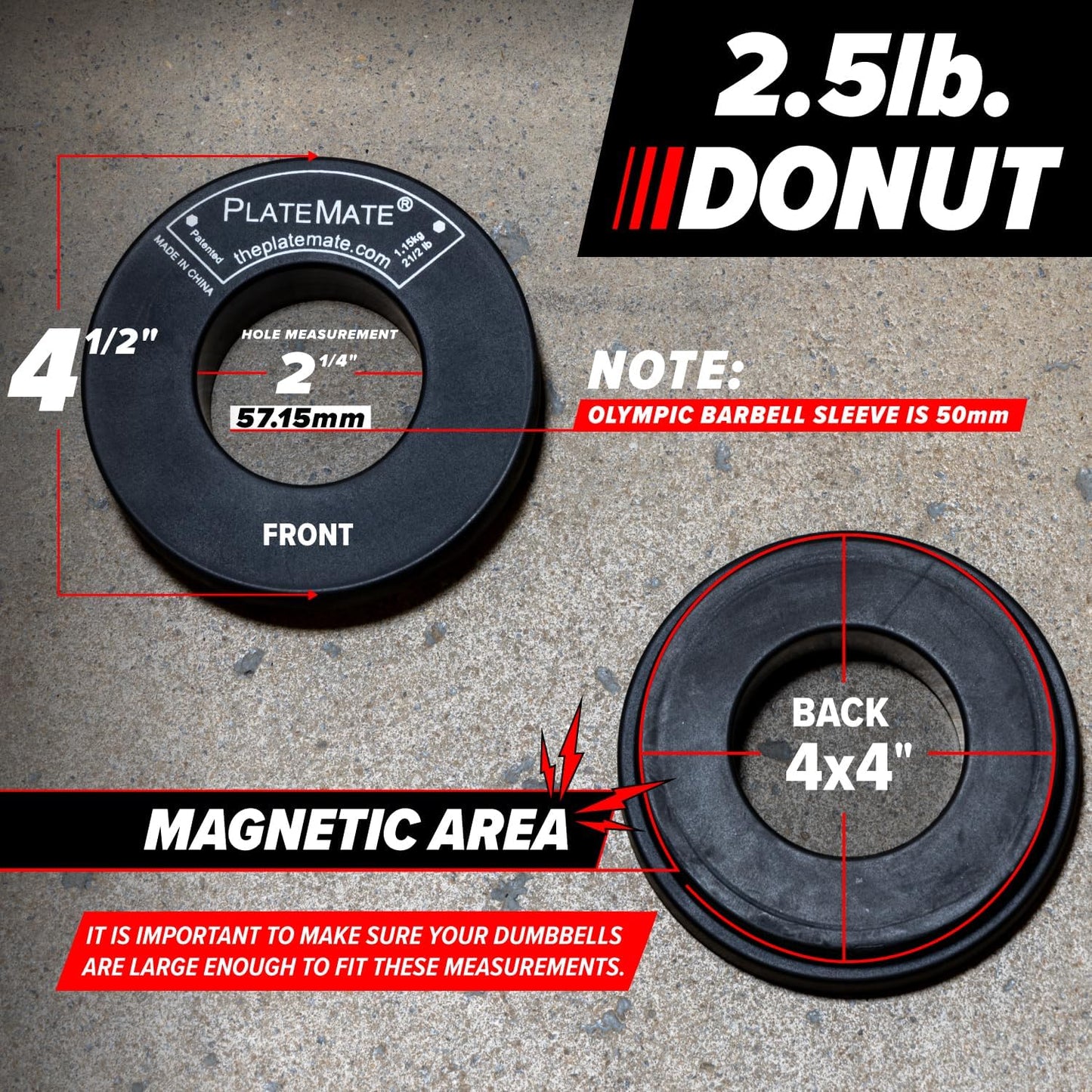 Microload Pair 2 1/2 lb. Magnetic Donut Weights (5 lb. Set)