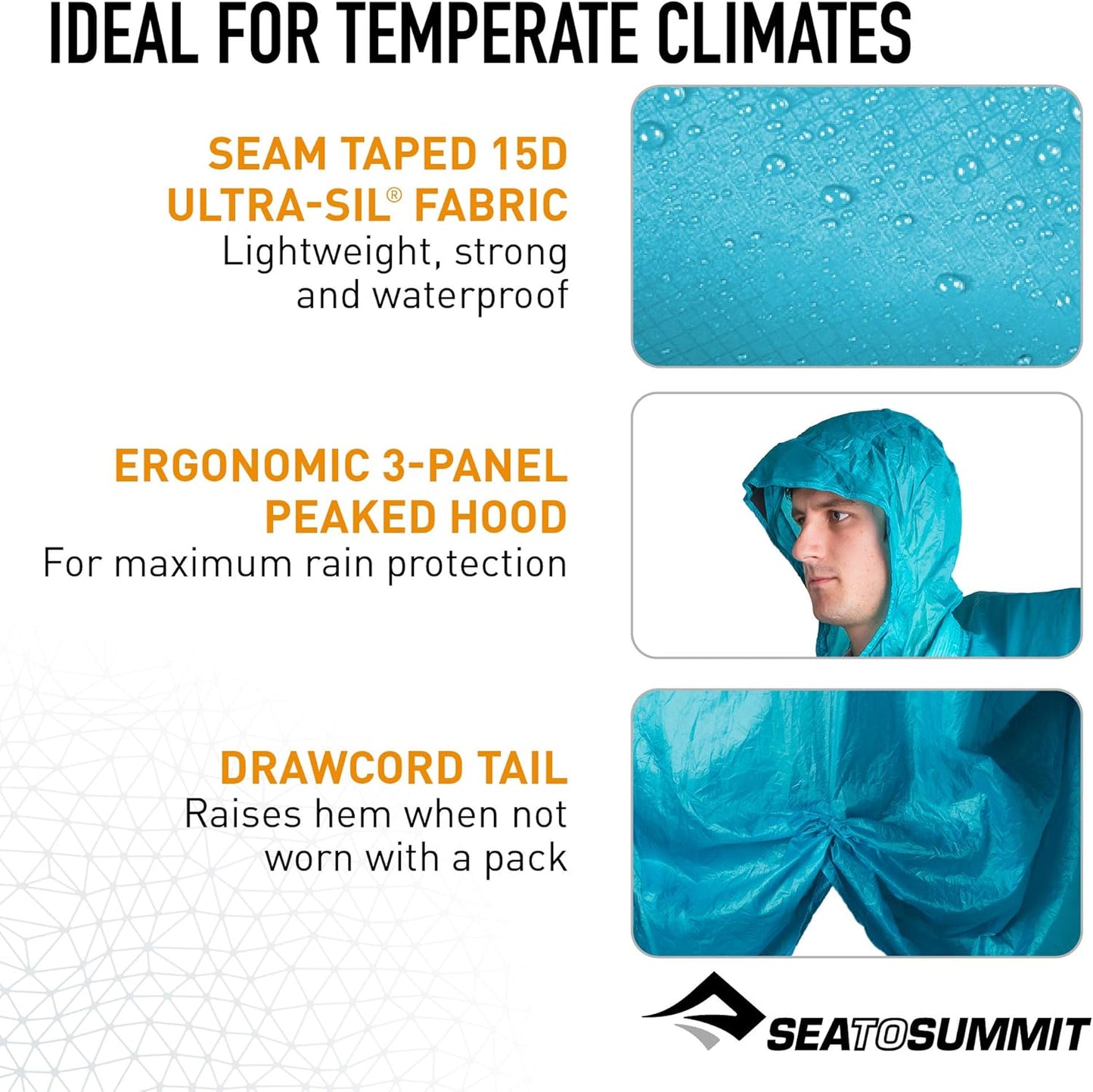 Sea to Summit Ultra-SIL Nano Tarp Poncho 4-in-1 Raincoat, Pack Cover, Groundsheet, and Shelter