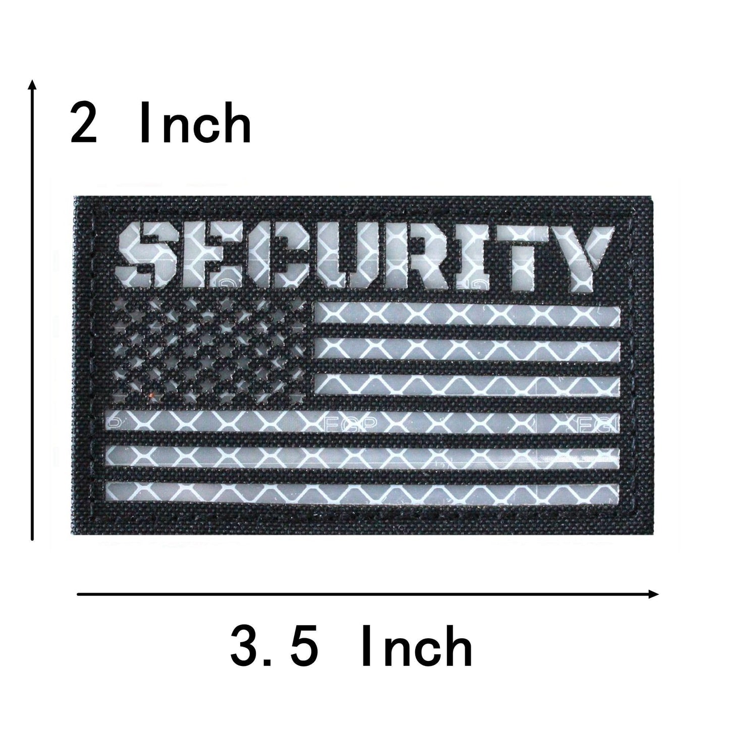 2 Pack Black White Reflective Security Patch US Flag with Hook Back for Service Harness Tactical Vest Collar Hook-Fastener Backing (SECURITY)