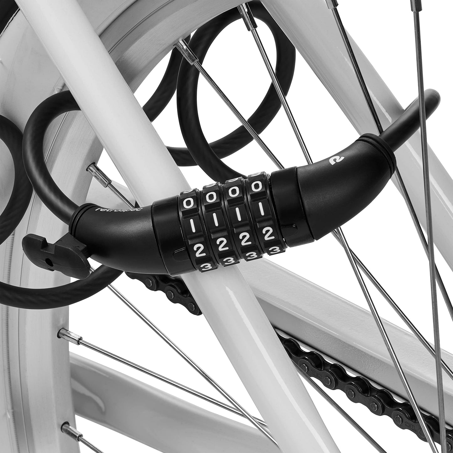 Retrospec Grizzly Bike Lock - 6ft Anti-Theft Cable with 4-Digit Combination & Mounting Bracket - Secure Mountain & eBike Accessory