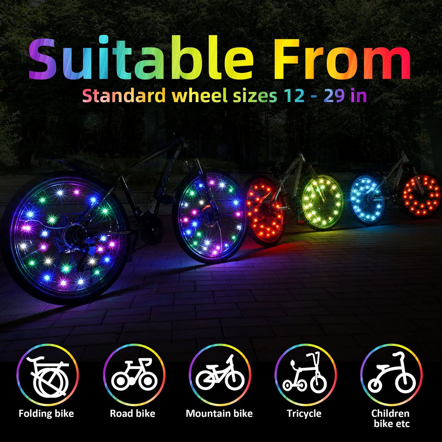 Sumree LED Bike Wheel Lights,2-Tire Pack Bicycle Spoke Light with Batteries Included.Unparalleled Durability and Visibility.LED Safety Strip Light, Bike Accessories for Kids, Boys, Girls, Adult