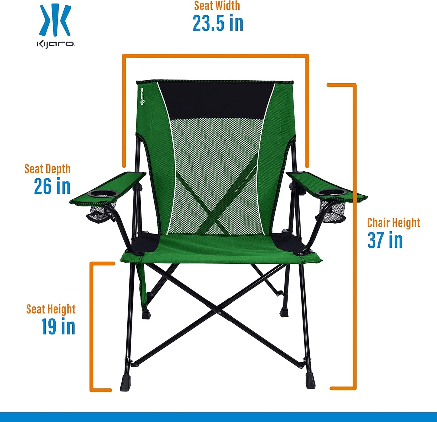 Kijaro Portable Camping Chairs - Enjoy the Outdoors with a Versatile Folding Sports Chair for Outdoor & Lawn - Dual Lock Feature Locks Position – Hallet Peak Gray