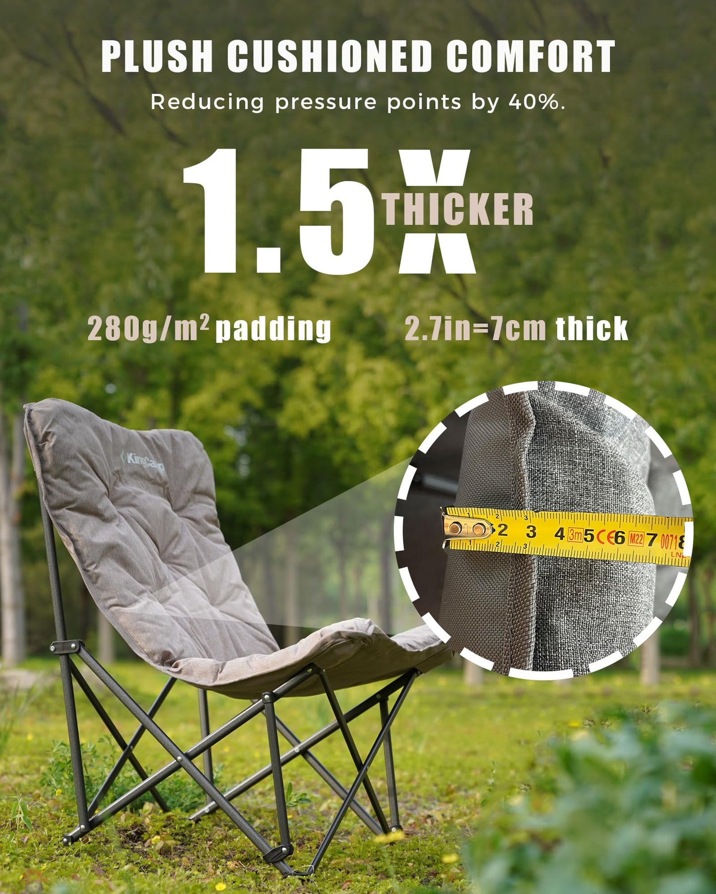 KingCamp Butterfly Chair Oversized XL Camping Chairs for Adults Padded Folding Comfy Camp Chairs 300lbs Heavy Duty with High Back for Bedroom Living Room Dorm Rooms Outdoor Patio Lawn
