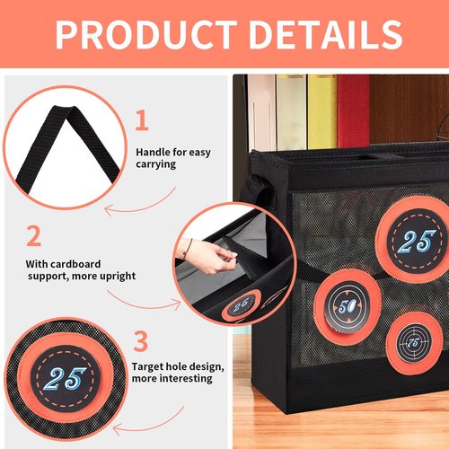 Huhumy 3 Pcs Portable Shooting Practice Target Toy Black Shooting Target Pouch Storage Mesh Bag for Indoors Outdoors Handles Hooks