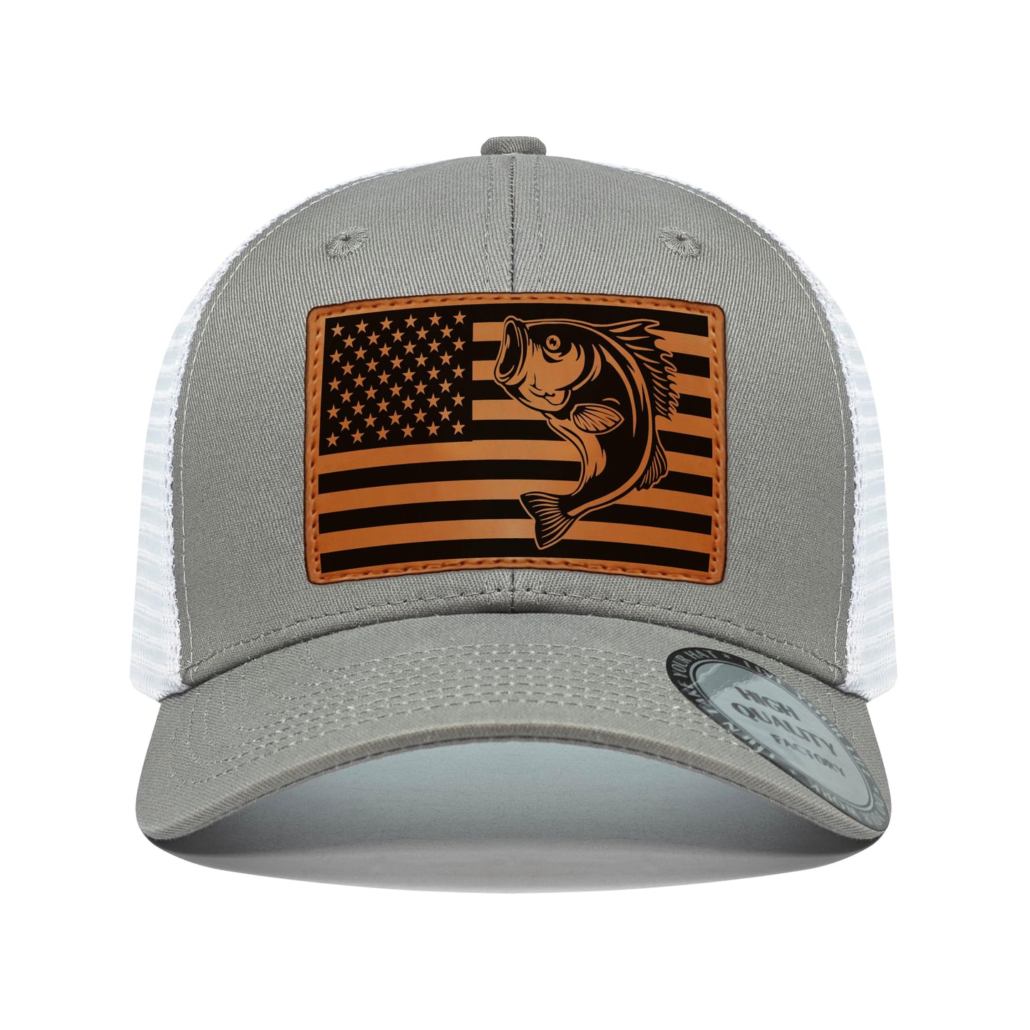 Fishing Gifts for Men Women, Unique Fish Stuff Flag Trucker Hat for Fisherman Best Gift, Black/Grey