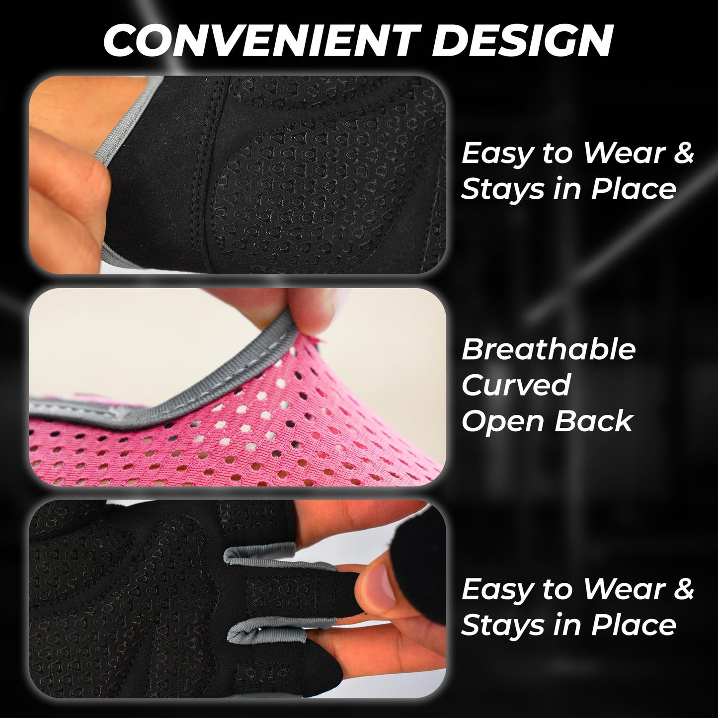 FIGHTSENSE Workout Gloves for Men Women, Weight Lifting Glove with Non-Slip Silicon Padded Palm, Breathable, Lightweight Exercise Gym Gloves for Weightlifting Powerlifting Cycling Rowing (Pink, M)