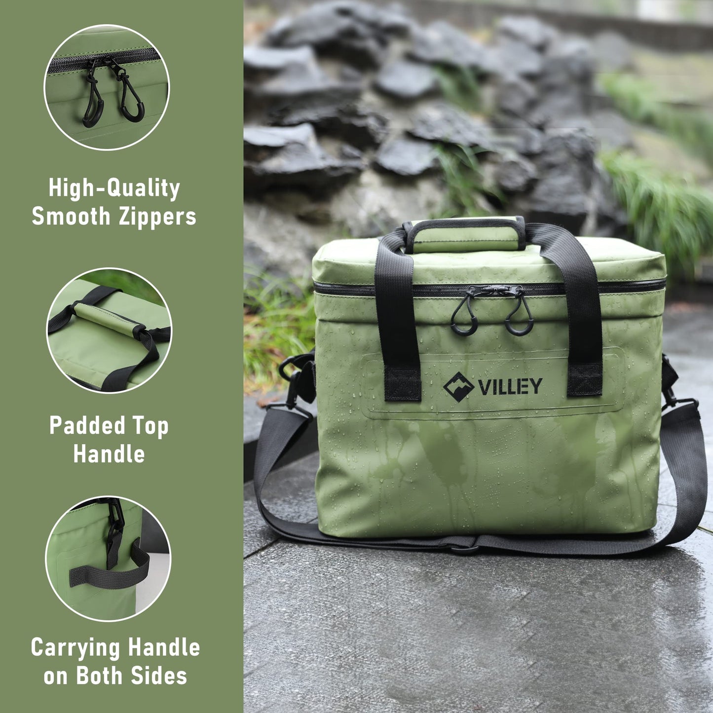 VILLEY Portable Camping Picnic Table and 30 Cans Cooler Bag
