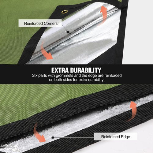 RedSwing Heavy Duty Survival Blanket, Waterproof Emergency Thermal Tarp, Multipurpose Reflective Insulated All Weather Blankets for Camping Hiking, Green,11.8 x 8.5 ft