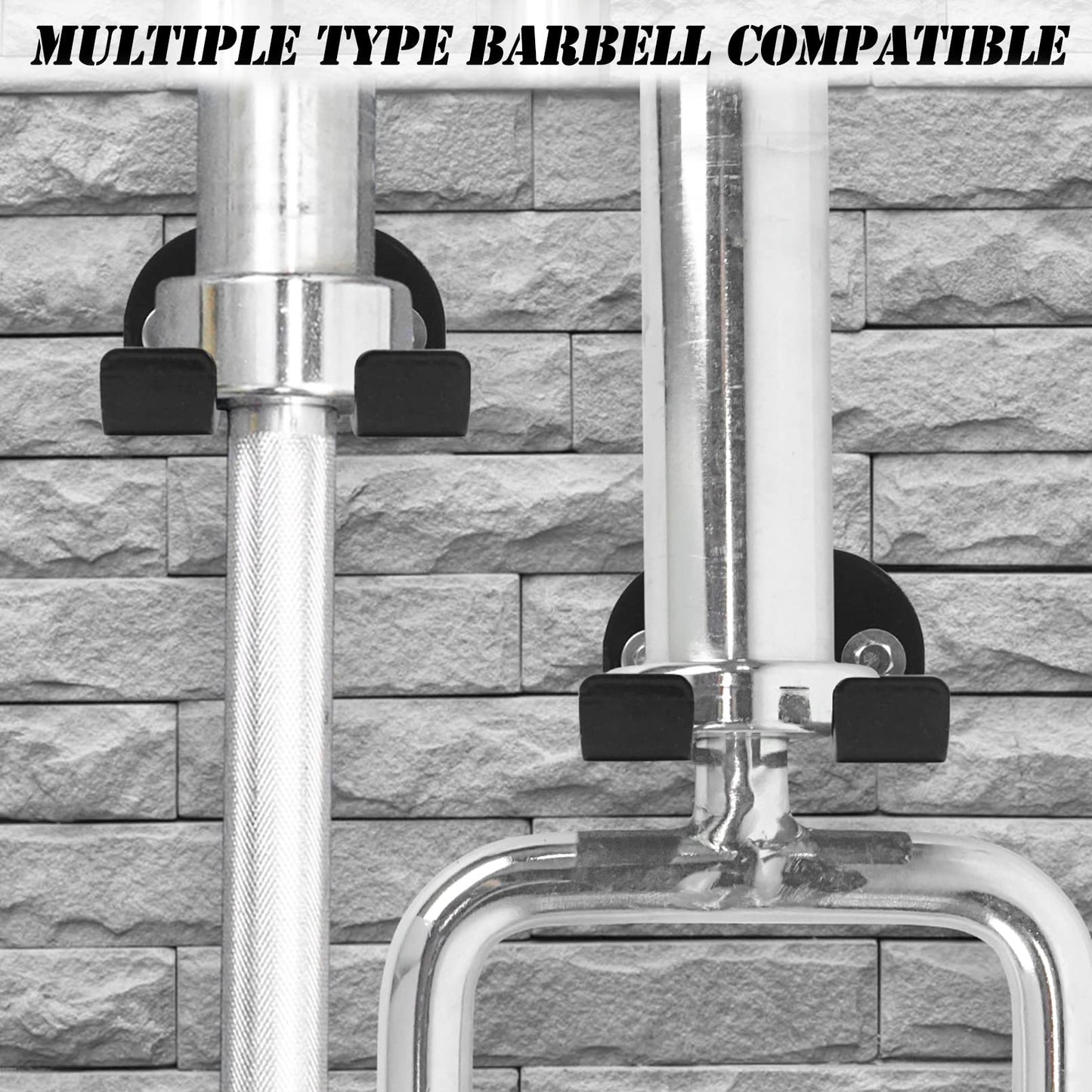 Luwint Set of 2 Single Olympic Barbell Hanger, Vertical Gym Bar Storage Holder Wall Rack