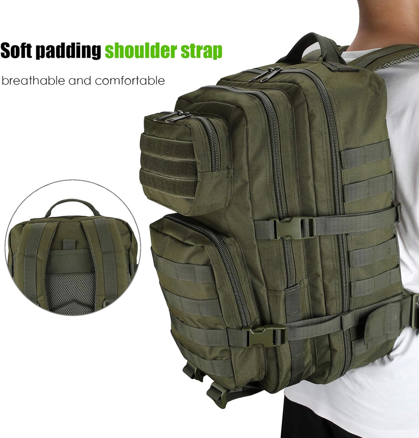 ProCase Tactical Backpack Bag 40L Large 3 Day Military Army Outdoor Assault Pack Rucksacks Carry Bag Backpacks