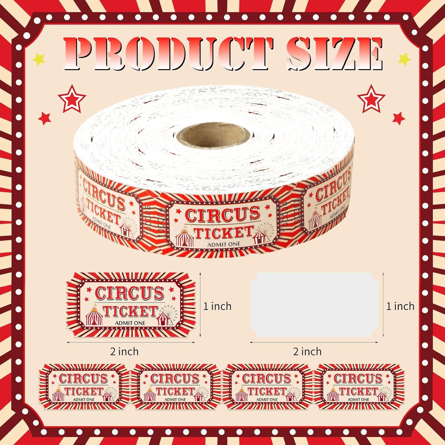1000 Pcs Drink Ticket Single Raffle Tickets Roll Cocktail Design Free Drink Ticket for Events Wedding Work Formal Parties Leisure Class Reward
