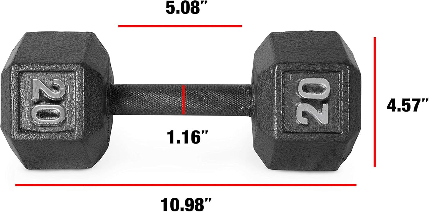 CAP Barbell Black Cast Iron Hex Dumbbell | 5-120 LBs | Single or Pair