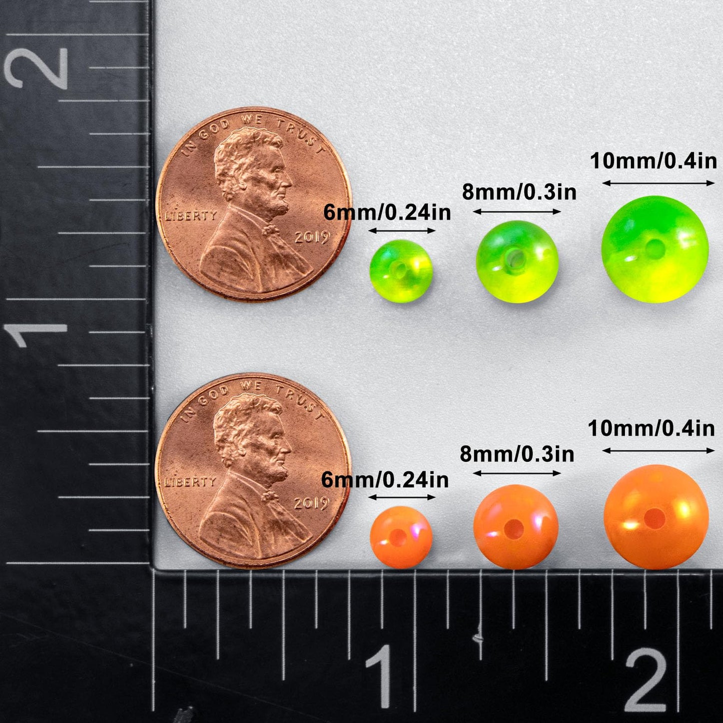 Alwonder 100-Pack Fishing Beads Holographic Beads for Fishing Rigs Lures Salmon Trout Steelhead Fish Bead Saltwater Freshwater Assorted Size 8mm Chartreuse