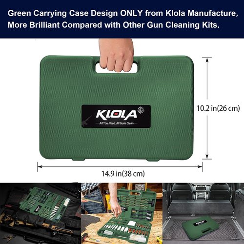 KLOLA Gun Cleaning Kit Universal, Rifle Pistol Shotgun Handgun Cleaning Kit with Case, Universal Gun Cleaning Kit Gun Accessories Brushes for All Caliber Guns