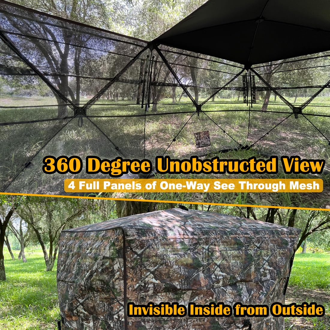 CROSS MARS Full Open Door 2-3 Person 360 Degree Ground Hunting Blind Camouflage Pop Up Duck Turkey Deer Hunting Blinds Tent
