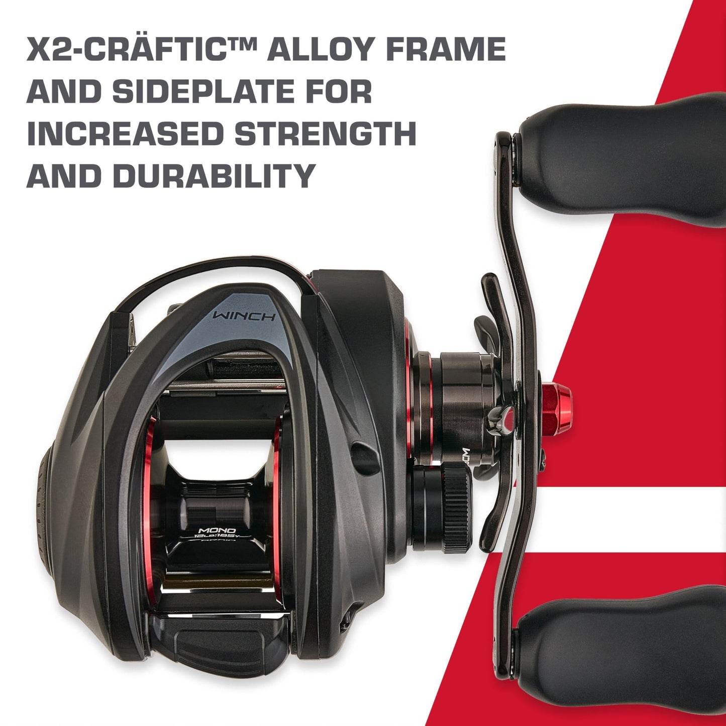 Abu Garcia Revo 5 Winch Low Profile Fishing Reel, Right Handle Position, X2-Craftic Alloy Frame & Asymmetrical Body Design, Durable, Lightweight Fishing Reels