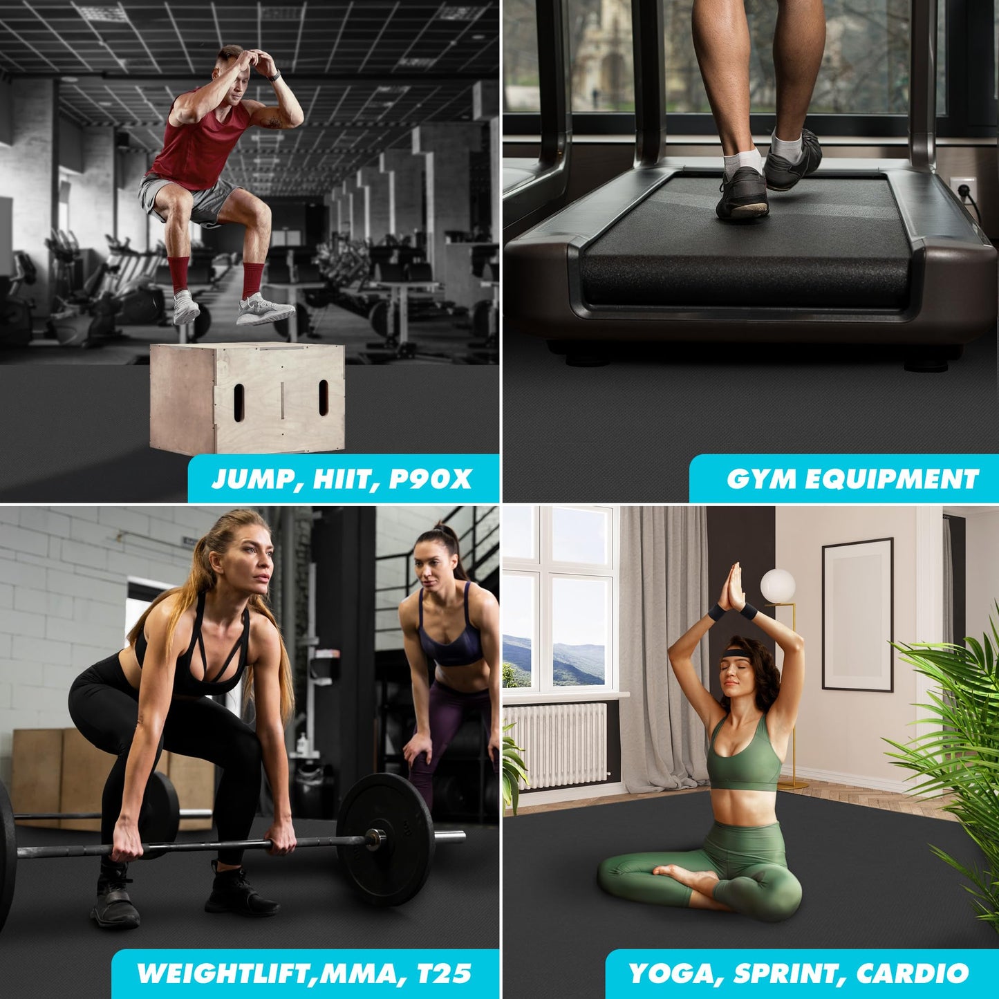 13'x6' Non Slip Extra Large Exercise Mat XL Mats For Home Workout Cardio Fitness Home Gym Mat Non-Toxic Thick Exercise Floor Mats