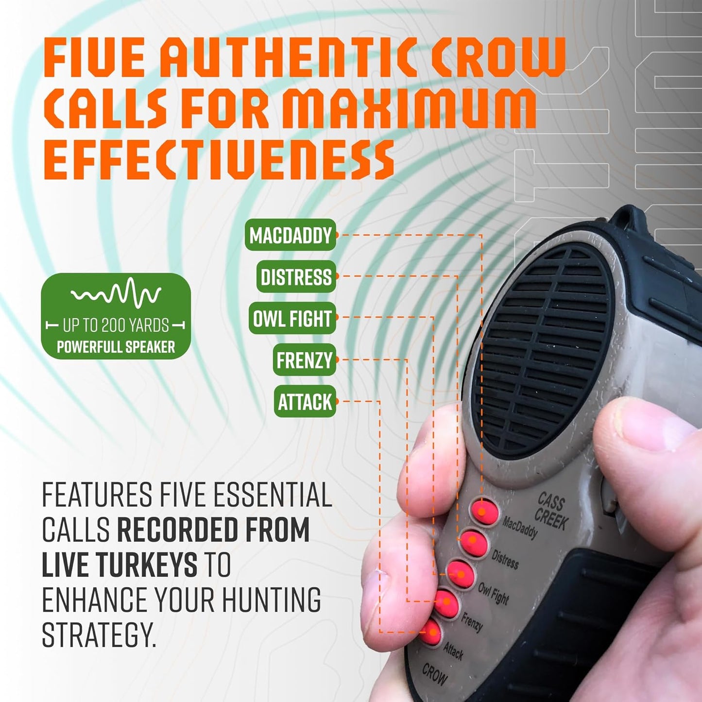 Cass Creek Ergo Call, Handheld Electronic Hunting Call, Compact Design, 5 Authentic Calls in 1, Expert Calls for Everyone