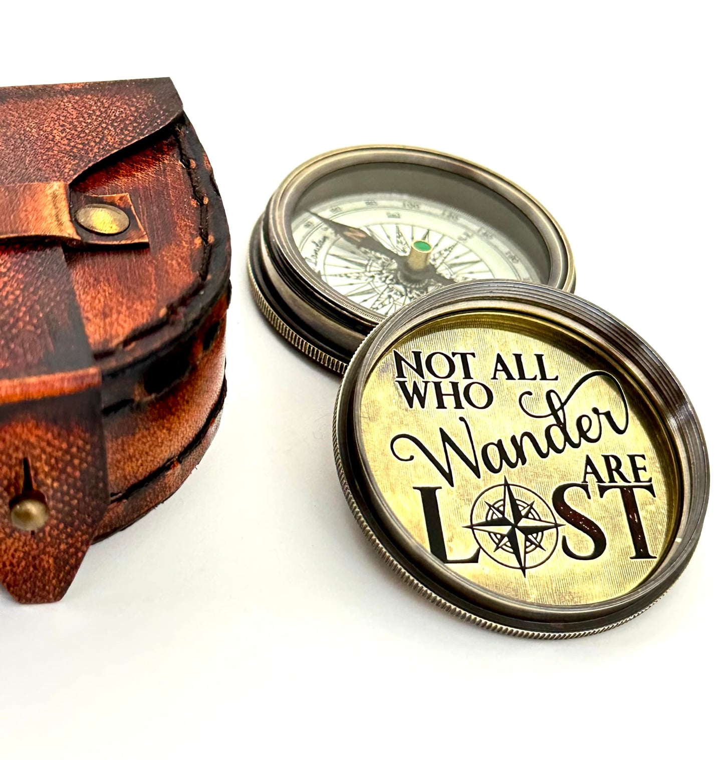 Unique Engraved Compass - NOT All Who Wander Are Lost - Men's Graduation Gift for Him, Dad, Husband