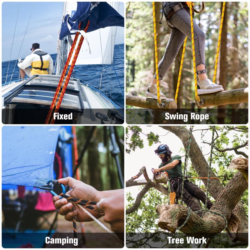 Double Braided Arborist Rigging Rope - 1/2 in X 150 ft 48 Strands Rappelling Outdoor Pulling Heavy Duty Polyester Bull Rope for Swing Tree Work Camping Rescue Hiking - Yellow