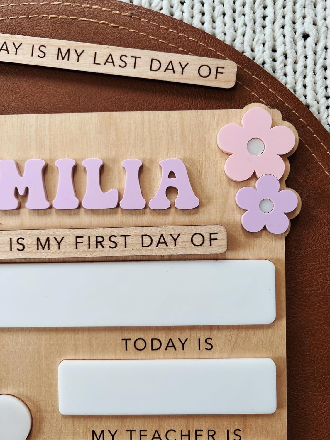 Custom First Day of School Sign - Personalized First and Last Day of School Board, Reusable Wooden Photo Prop with Name, Back to Schools Board with Interchangeable Pieces, Style 01