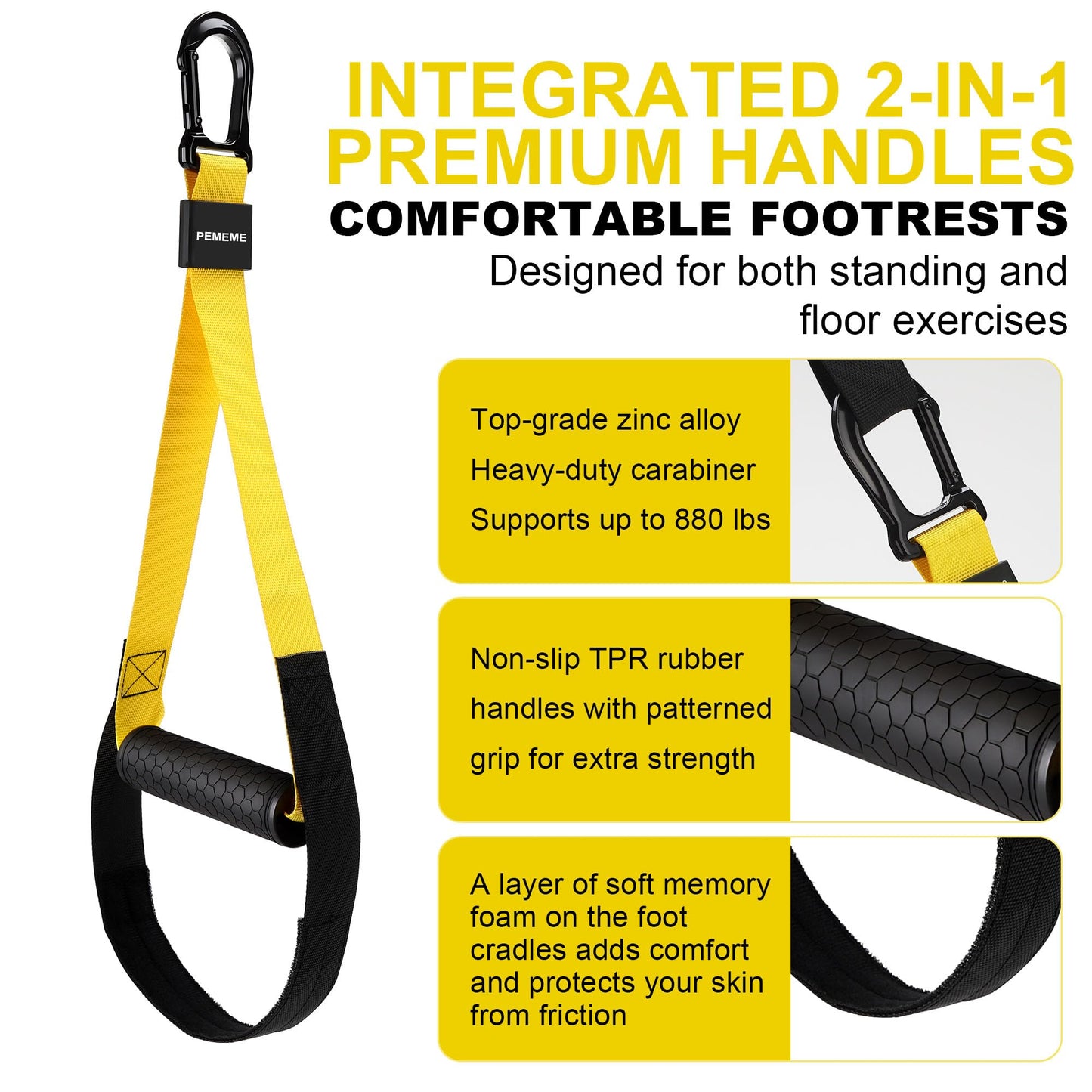 Home Resistance Training Kit | Full-Body Workout with Suspension Trainer Straps, Door Anchor, Handles, and Carrying Bag | Complete Home Gym Equipment (Yellow)