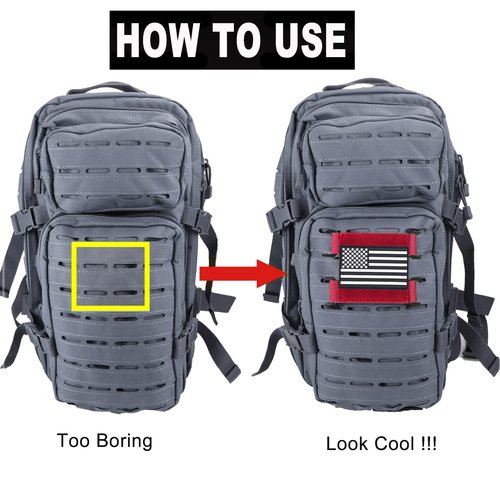 TAXATM Molle Patch Panel with Laser Cutting Loop, Molle Patch Display Holder for Backpack ,Mini Patch Board Include American Flag Patch (2 pcs Red)1