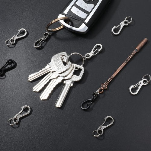 Qianyu 12 Pack Small Carabiner Clip Metal Spring Snap Connect Hooks Multipurpose Mini Paracord Hanging Clips for Backpack Camera Strap Flashlight Camping Hiking Key Chain Accessories