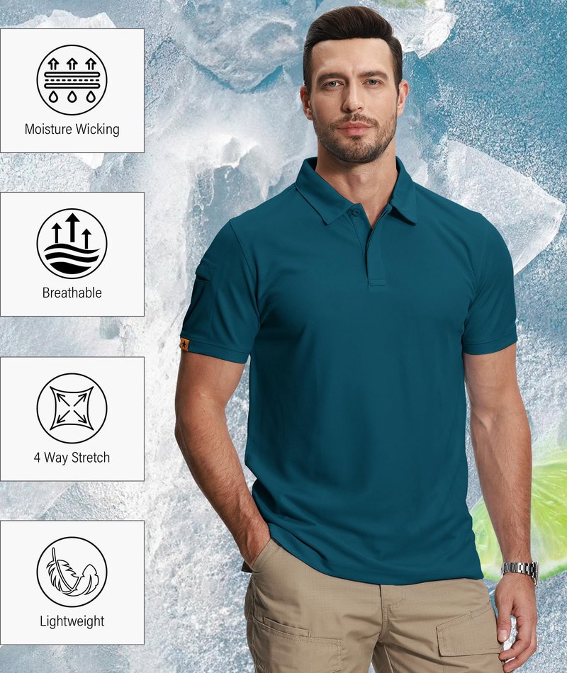 ZITY 5 Pack Mens Polo Shirt Short Sleeve Sports Golf Tennis T Shirt Moisture Wicking Summer Shirts Black Grey White Blue Duckblue XL