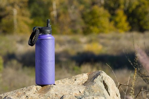 BottleGuard TPU Rugged Bottle Sleeve Skin Protector for 40oz Hydro Flask, ThermoFlask Stainless Steel Bottles (Plum)