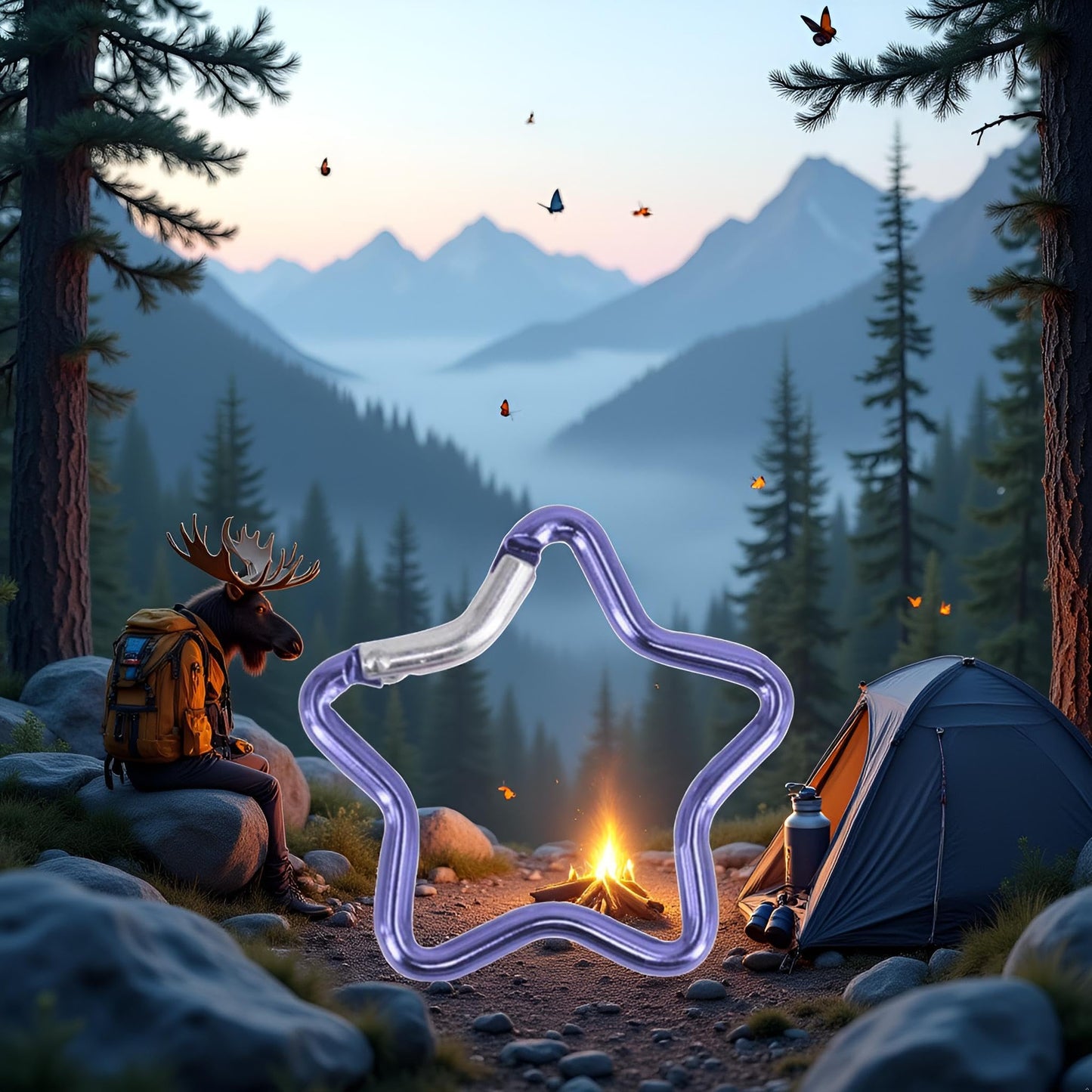 1 Pcs Purple Carabiner Clip Star Shaped Climbing Buckle Aluminum Alloy Heavy Duty Keyring Hook for Camping Fishing Hiking Traveling Aluminum Key Chain Clip, Keychain Carabiners,Accessories