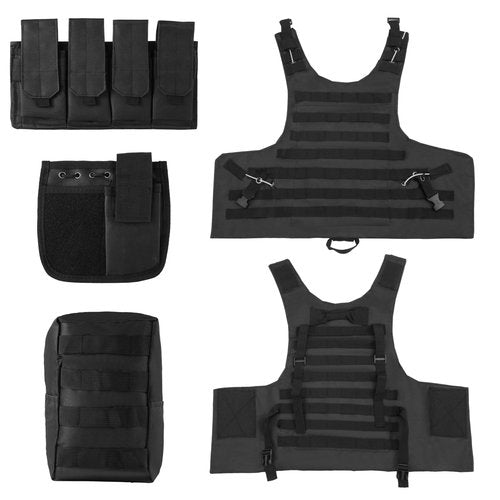 Ouraqto Tactical Vest Set for Men Airsoft Paintball Vest Airsoft Gear and Equipment with Hat,Glove,Visor,Goggles(Black)