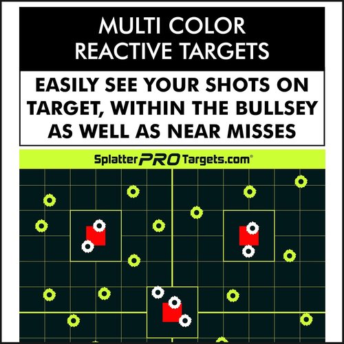 12x18 Splatter Targets. Shots Burst with a Bright Splatter Upon Impact. Instantly See Your Shots.