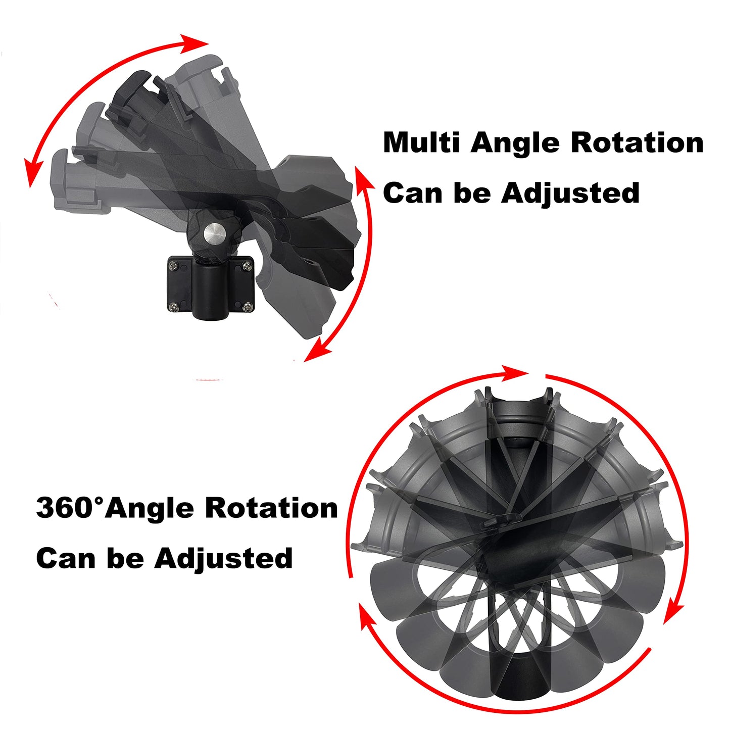 HiUmi Adjustable Black Fishing Rod Holder for Boat Kayak Swivel Side Mount Kits Tackle (RH40-4Pack)