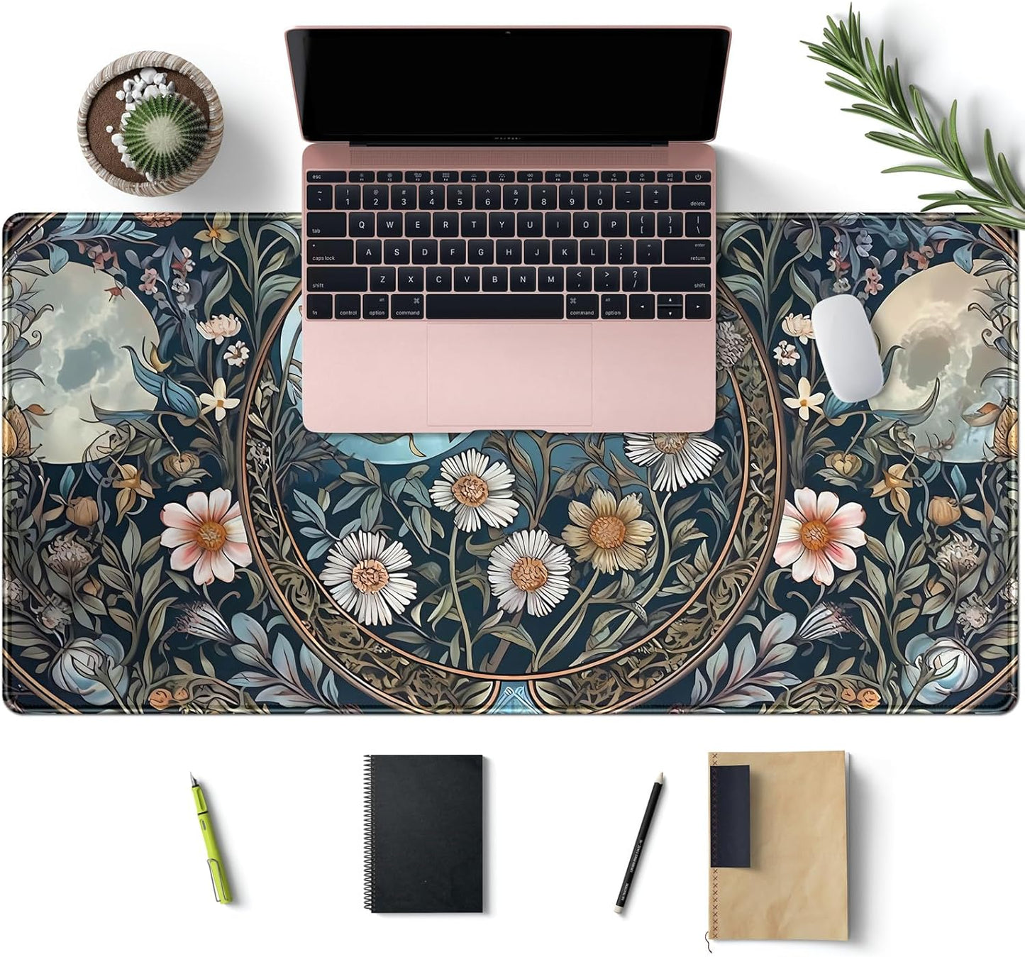 Japanese Desk Mat Riverside Full Moon Desk Pad Black Red Large Mouse Pad Gaming Mousepad Extended XXL Keyboard Pad 31.5 x 15.7 in Laptop Computer Mouse Keyboard Mat for Office Desk Decor