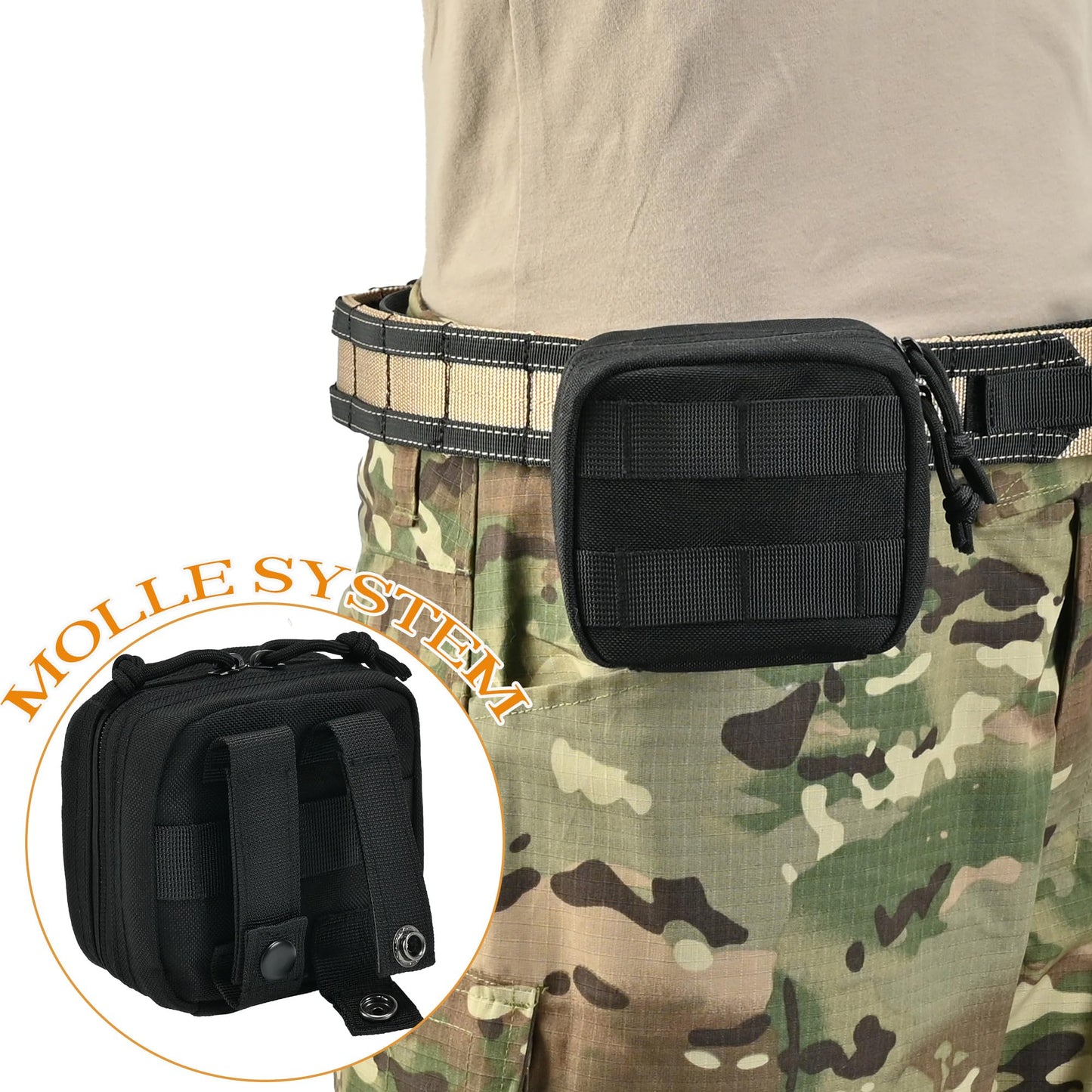 EDC Small Tactical Molle Pouch, Micro Utility Pouch,Removable Clear ID Pocket Mini Knife Compass Flashlight Card Storage Bag Belt Outdoor Hiking Camping Hunting