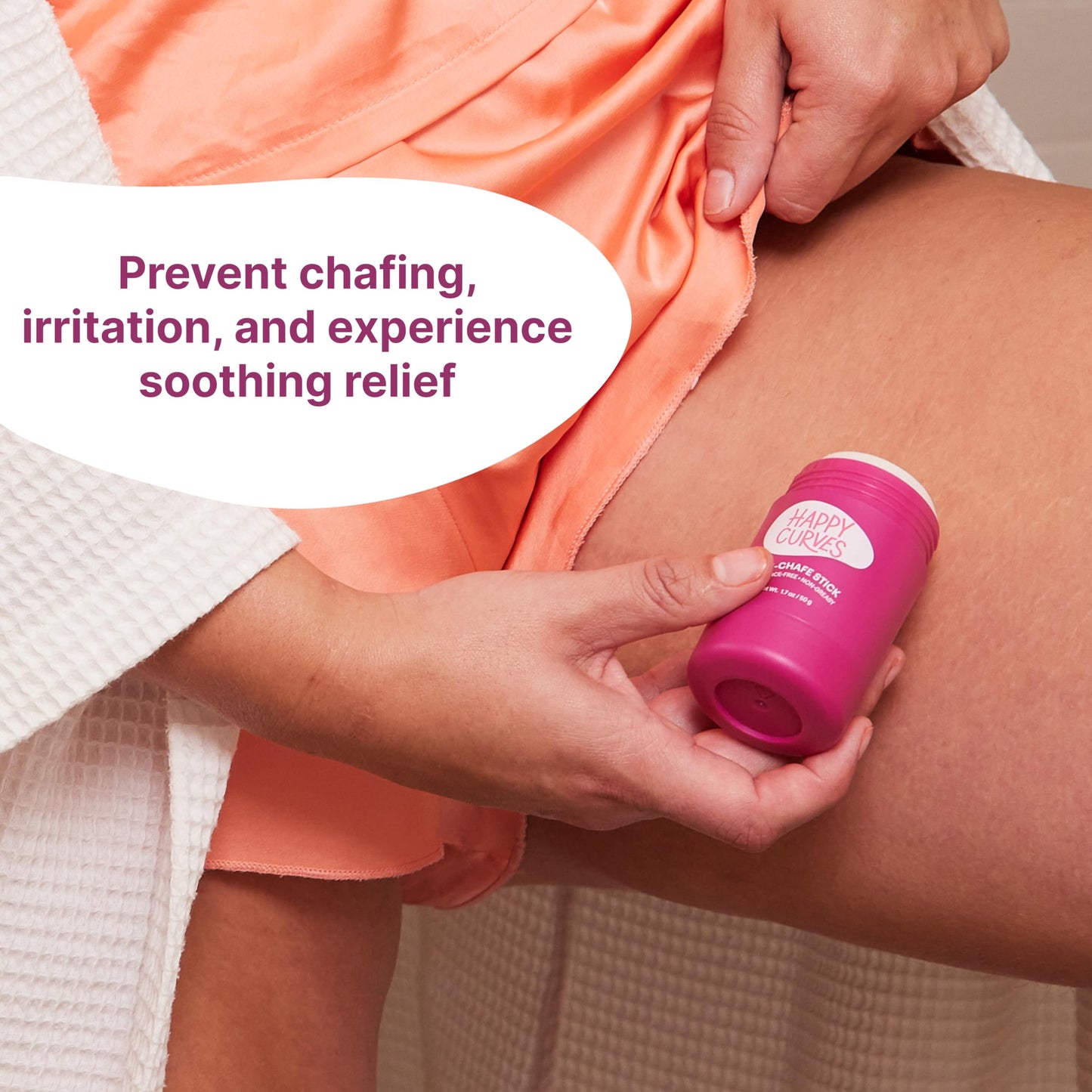 HAPPY CURVES Anti-Chafe Stick - Chafing and Friction Defense for Women, Ideal for Thighs, Underarms and More - Thigh Rub Protector and Chafing Balm, Perfect for Active, Non-Active Women (1 Pack)