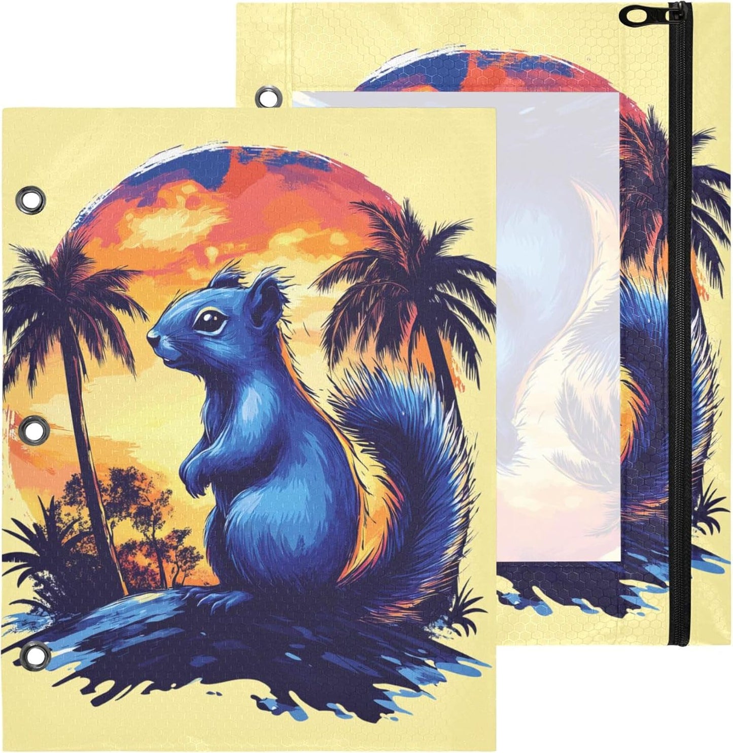Largemouth Bass Fish 2 Pack 3 Ring Binder Pocket A4 Size Binder Pouches Clear PVC Loose Leaf Folder Sleeves Storage Bags for Files, Documents