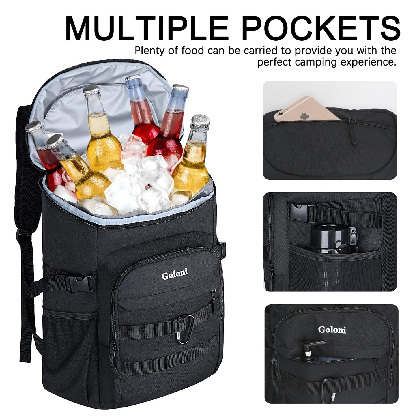 Upgraded Cooler Backpack 24 Cans – Lightweight Insulated Backpack Cooler, Leak-Proof & 18-Hour Ice Retention for Beach, Camping, Hiking (Men, Women, Family)