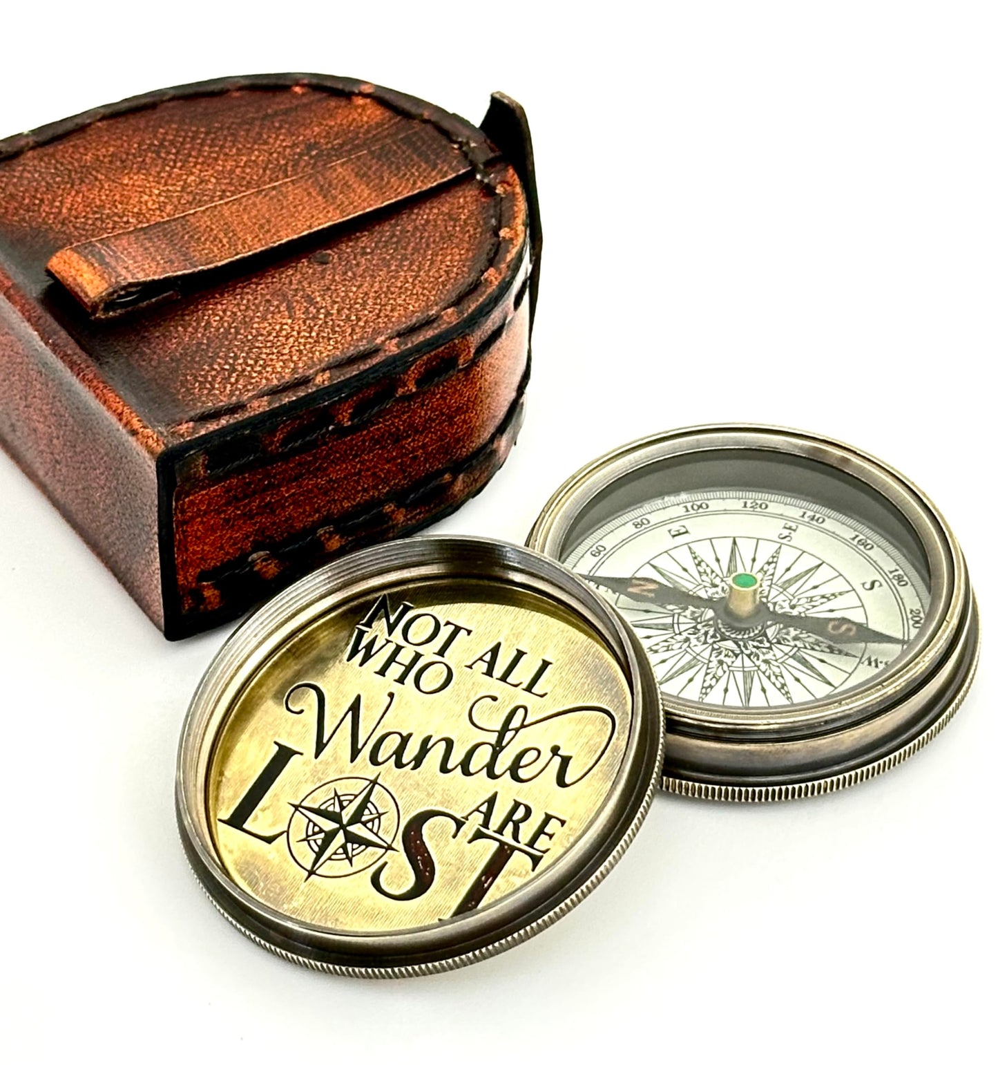 Unique Engraved Compass - NOT All Who Wander Are Lost - Men's Graduation Gift for Him, Dad, Husband