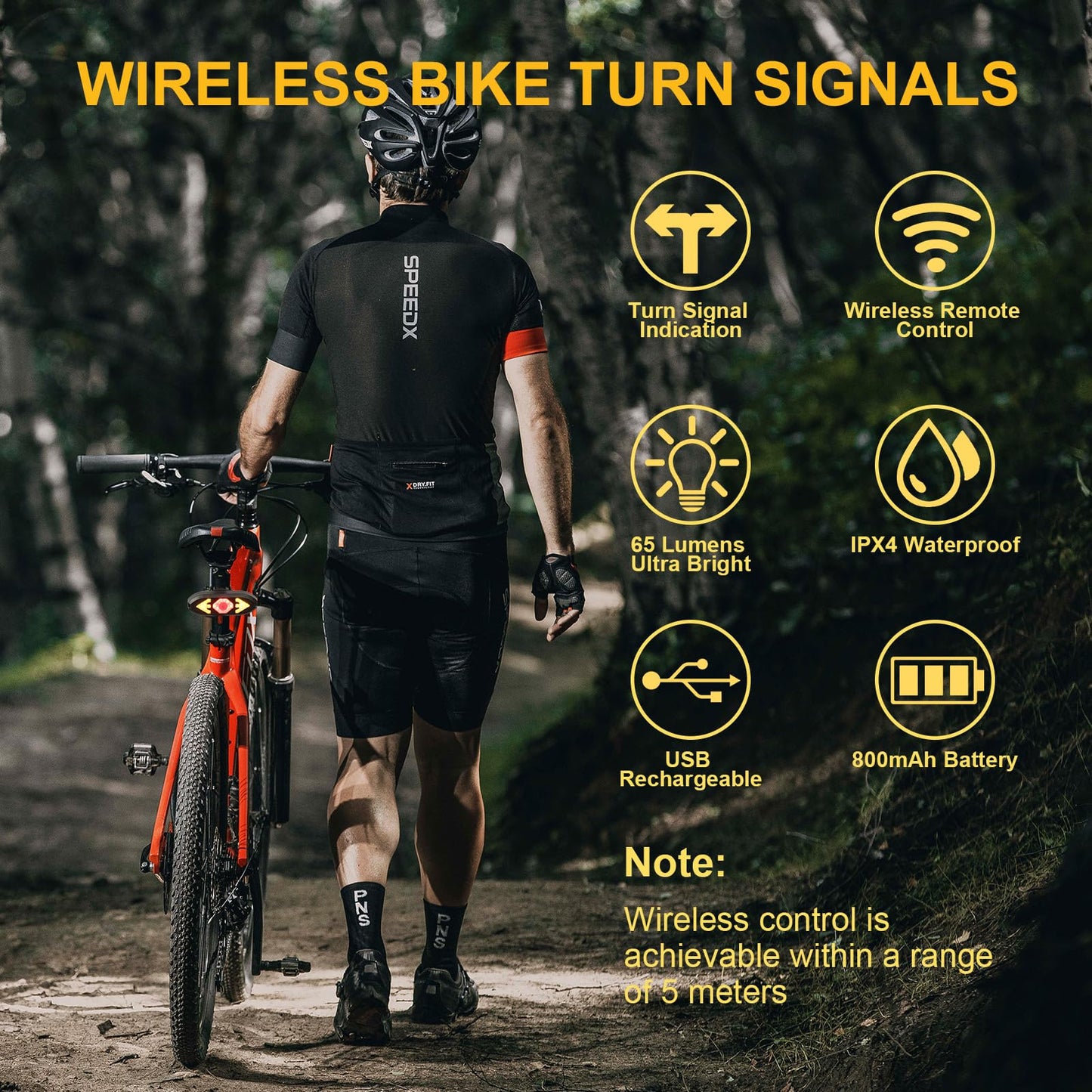 JINKEY Smart Bike Tail Light with Turn Signals, USB Rechargeable Wireless Bicycle Turn Signal Lights, Remote Control Waterproof Rear Safety Warning Light for ebike Scooters