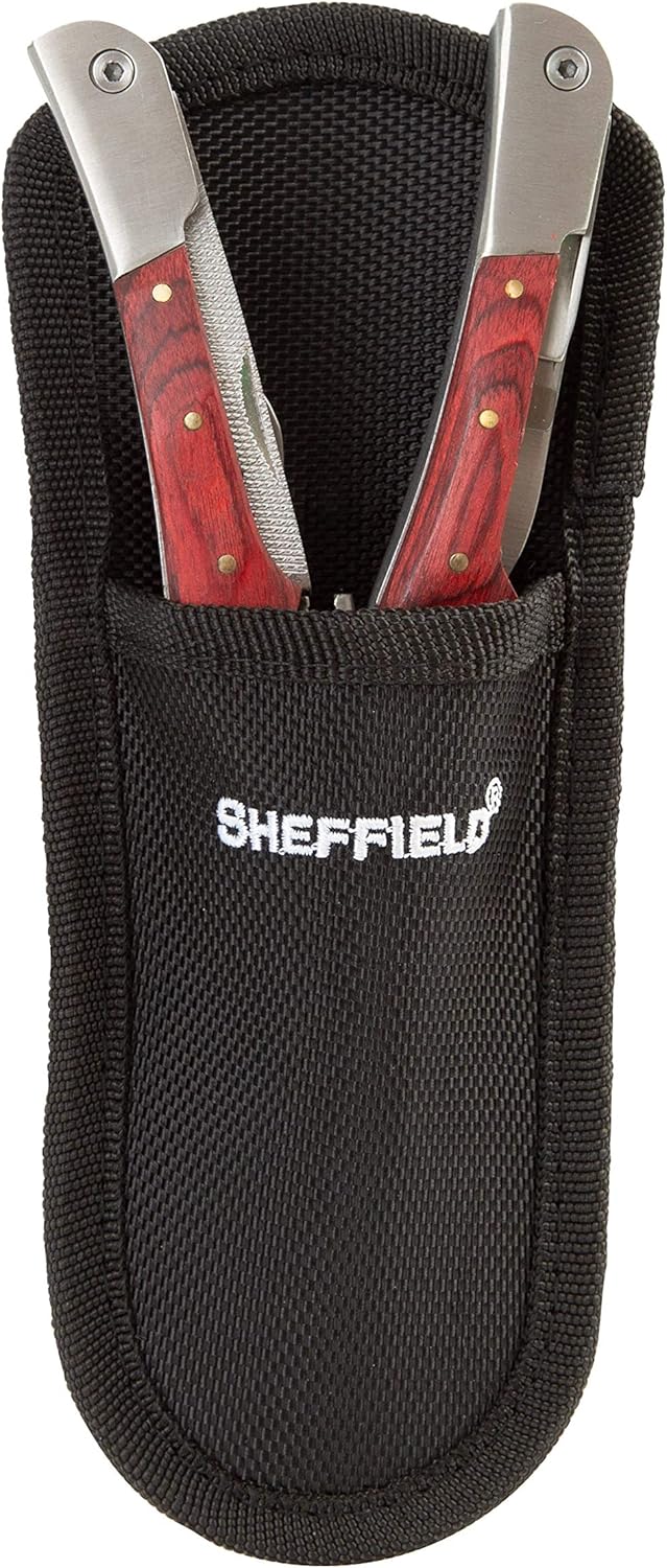 Sheffield 12301 Axe Multi Tool, 12-in-1 Camping Knives & Tools, Utility Tool Double Axe Head, Camping Tool, Stainless Steel Knife Multitool