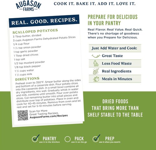 Augason Farms Dehydrated Potato Slices - Emergency Food Supply for Everyday Meals