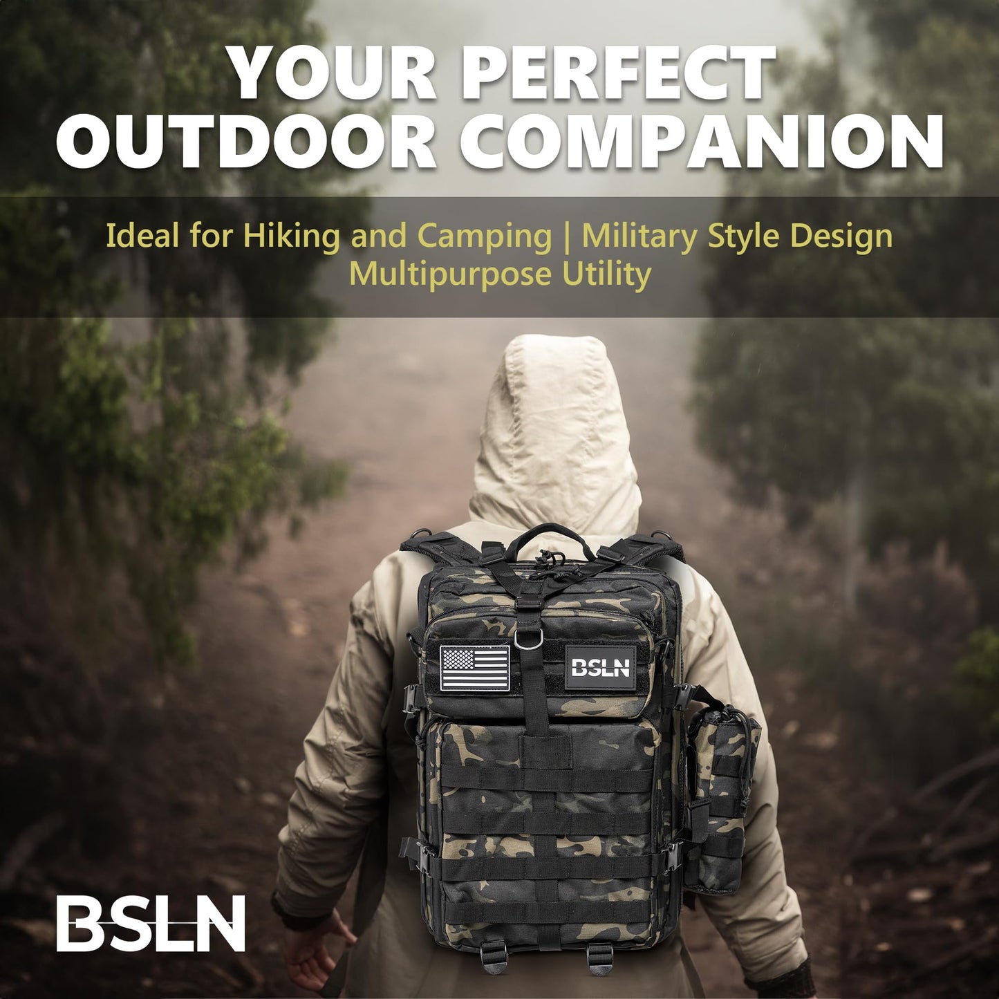 Large 45L Tactical Backpack for Men, Military Backpacks for Women, Bug out Bag Army 3 Days Assault Pack Rucksack with Molle System