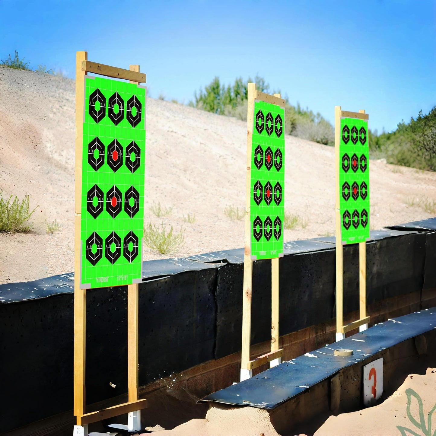 12x18 inch Fluorescent Green Diamond Grid Targets with White Grid Lines,High Contrast, NonReflective Surface, Includes Carrying Bag, 25 Sheets,Ideal for Handguns, Rifles, Airguns, BB Guns